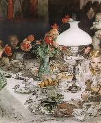 Carl Larsson Around the Lamp at Evening Spain oil painting artist